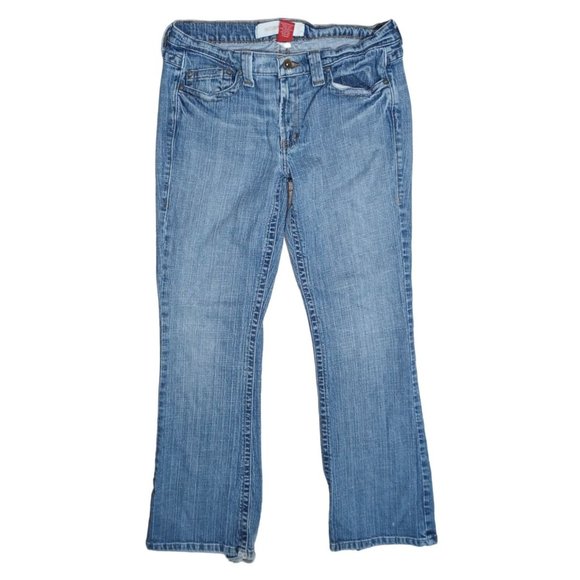 Mossimo Denim Jeans Juniors Size 13 FRAYED Stretch Boot Cut - Picture 4 of 16